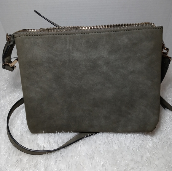 Womens Olive Suede shoulder/ crossbody bag - Picture 2 of 3